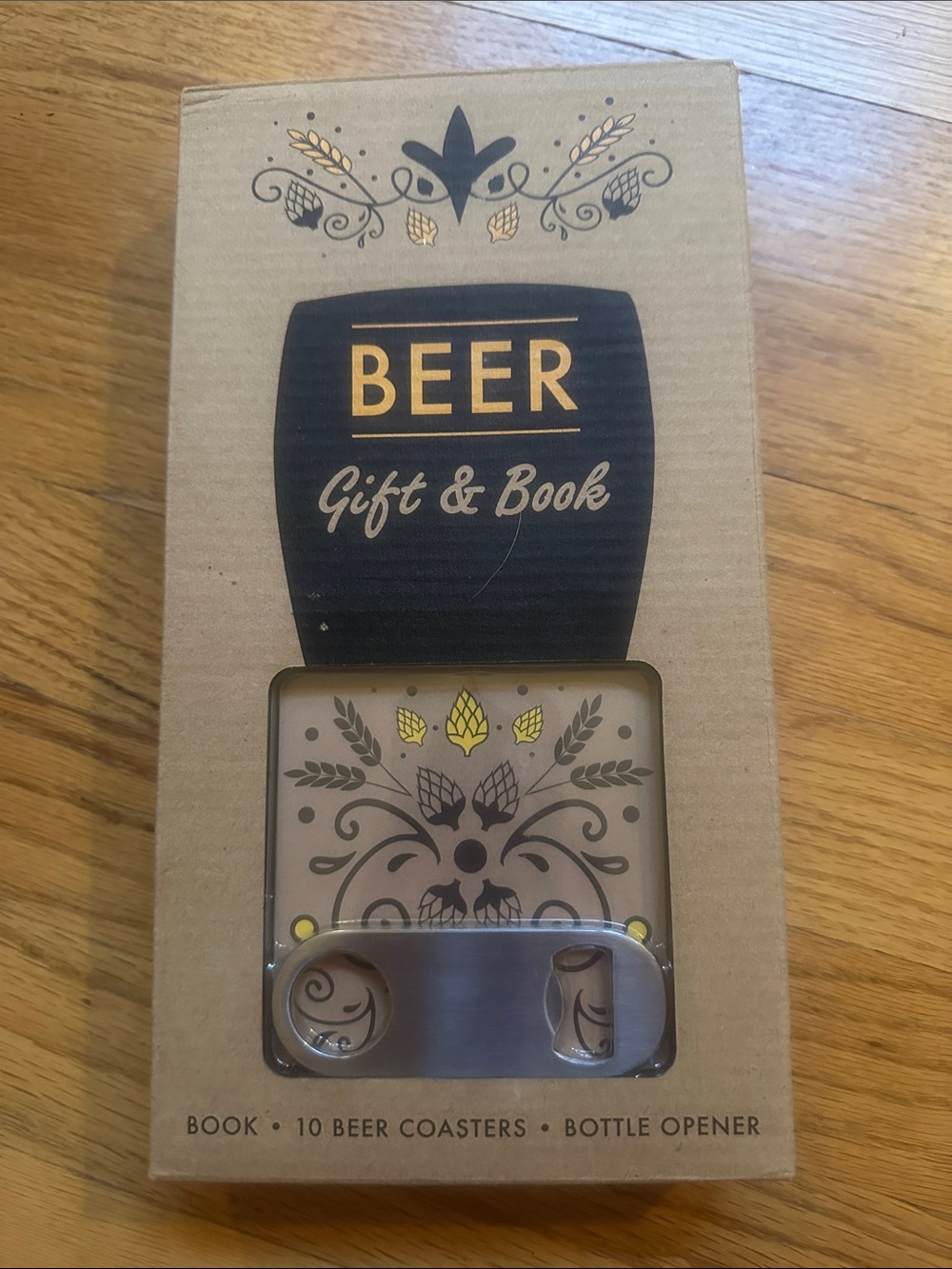 Beer Gift & Book Set - Brown Coasters with Integrated Bottle Opener